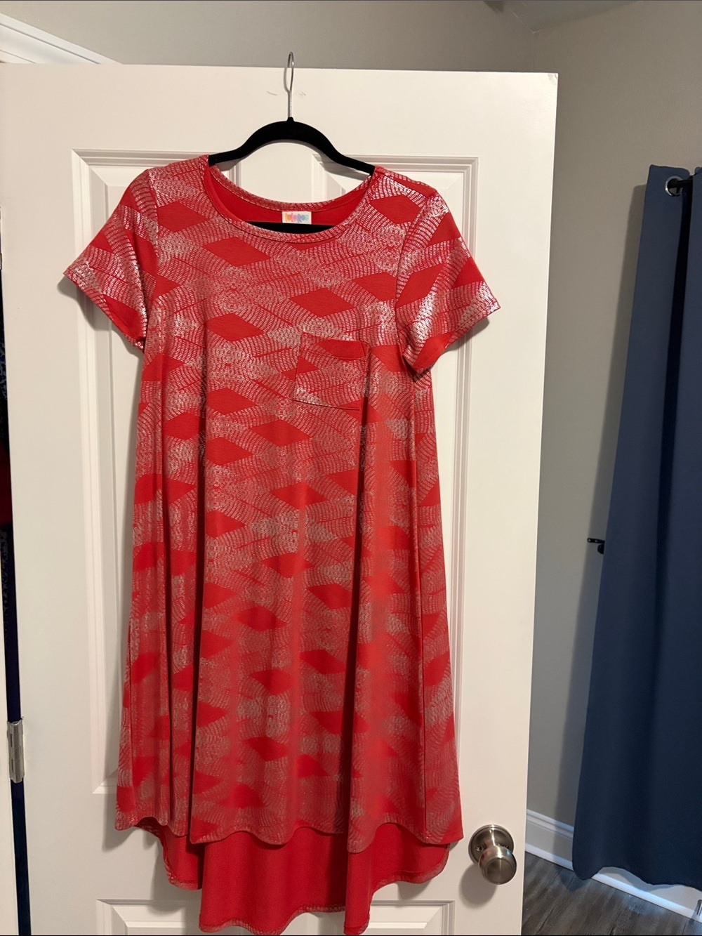 LuLaRoe Red Patterned Short Sleeve Swing Dress